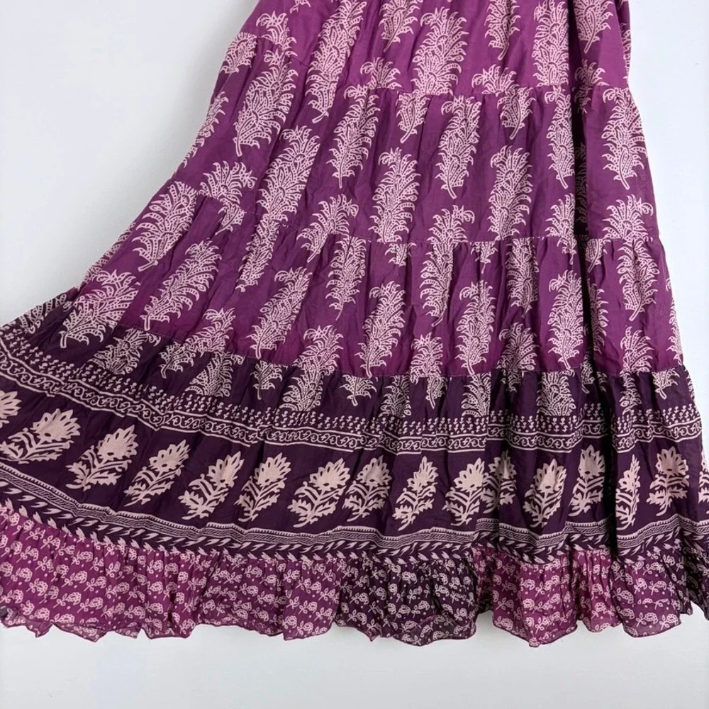 JL Studio Y2k Purple Tiered Midi Skirt Fairycore Cotton Boho Cottage Size 26W